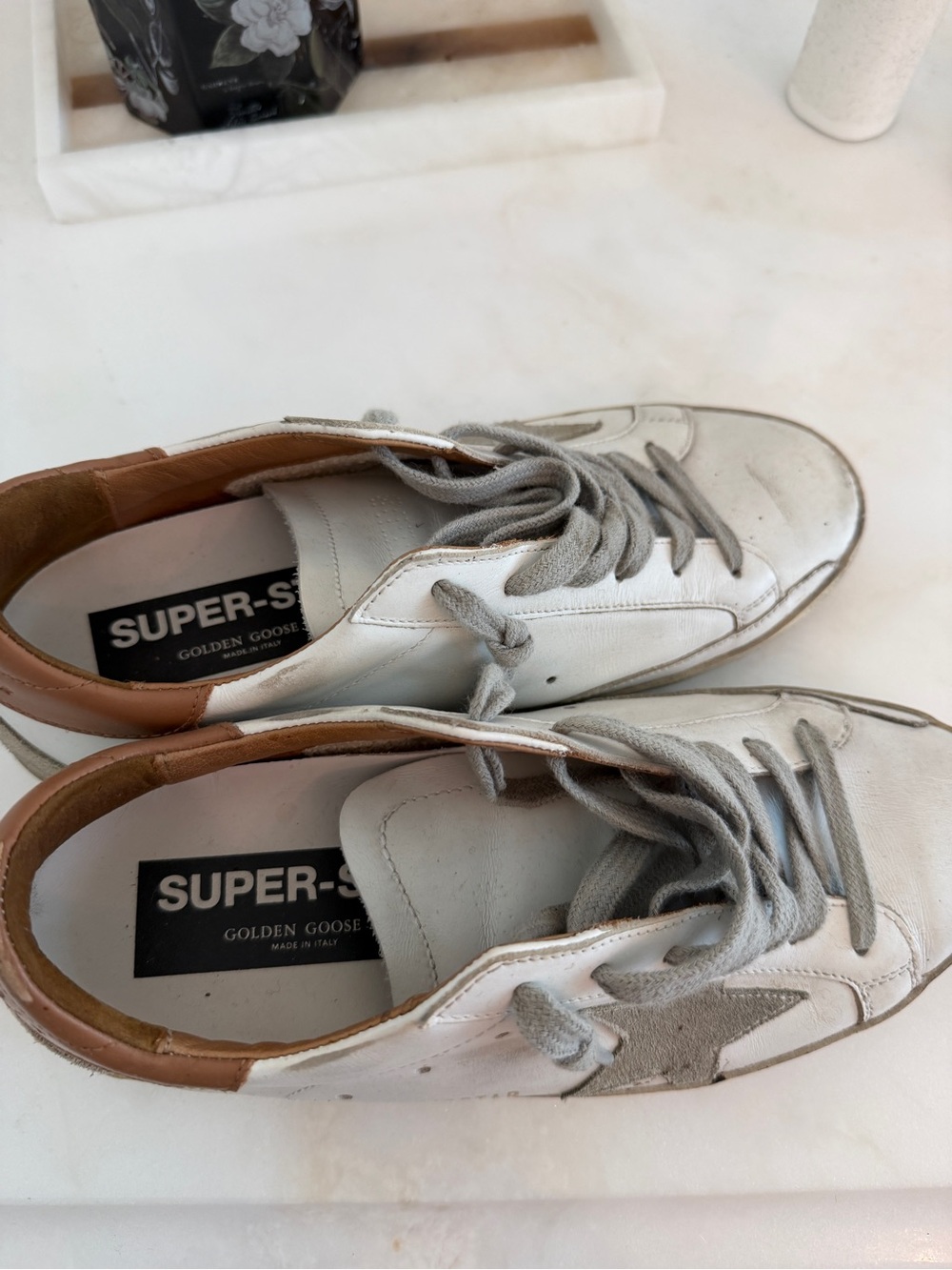 Golden Goose White and Gray Superstar Sneakers - Picture 4 of 4